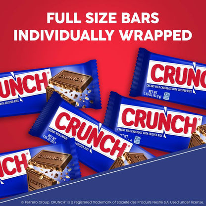 CRUNCH Milk Chocolate and Crisped Rice, Share Size Candy Bars, 2.7 oz