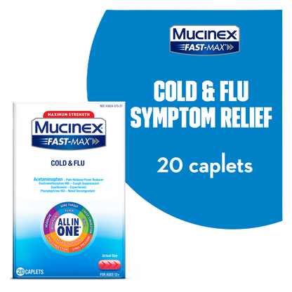 Mucinex Maximum Strength Fast Max Cold & Flu Caplets, 20 Ct