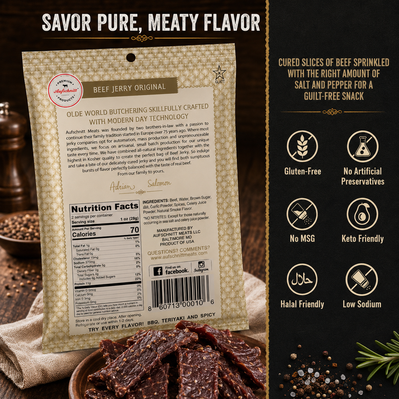 Aufschnitt Kosher Beef Jerky Original, 2oz