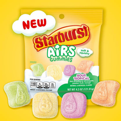 STARBURST Airs Tropical Sour Gummy Candy, 4.3 oz Bag