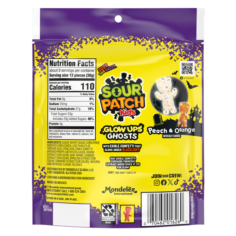Sour Patch Kids Glowups Ghosts Halloween, 8.37 oz