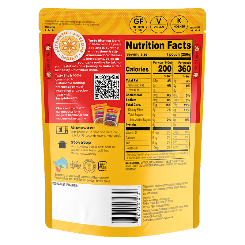 Tasty Bite Organic Basmati Rice 8.8oz