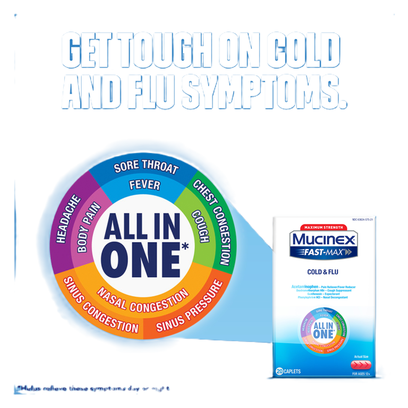 Mucinex Maximum Strength Fast Max Cold & Flu Caplets, 20 Ct