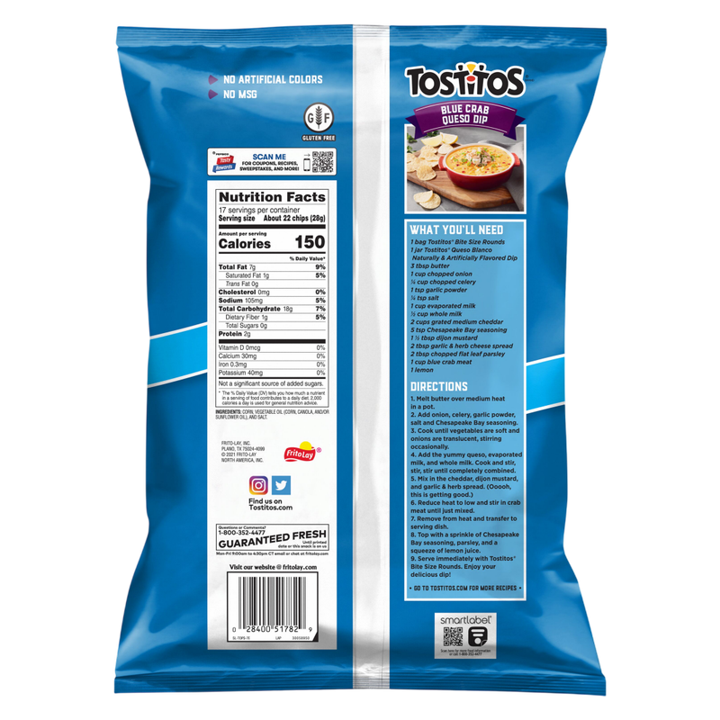 Tostitos Bite Size Rounds Tortilla Chips Party Size 17oz