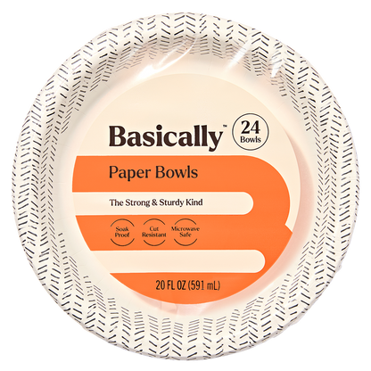 Basically 24ct Strong & Sturdy Paper Bowls 20oz