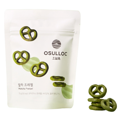 Osolluc Matcha Covered Pretzels, 2.46 oz