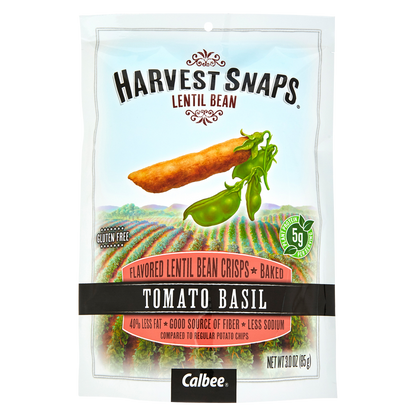 Harvest Snaps Tomato Basil Lentil Bean Crisps 3oz