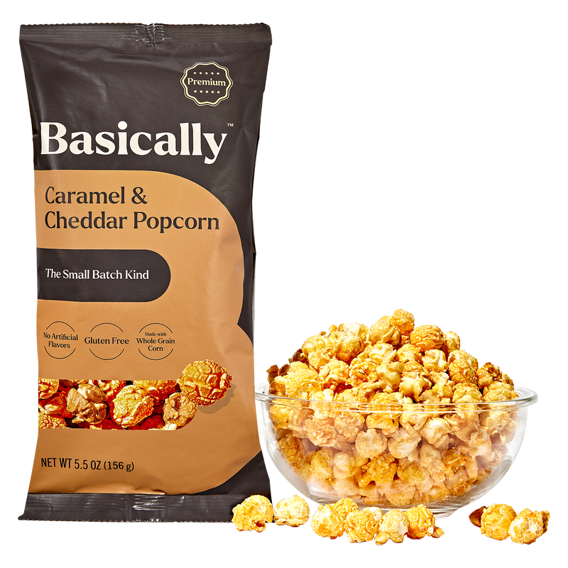 Basically Premium Caramel Cheddar Mix Small Batch Popcorn 5.5oz ...