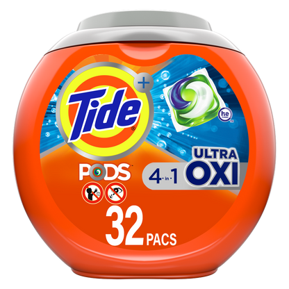 Tide PODS Liquid Laundry Detergent Pacs with Ultra Oxi 32ct