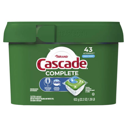 Cascade Complete Pods ActionPacs Dishwasher Detergent Fresh 43ct