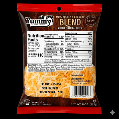 Yummy Shredded Mozzarella & Cheddar Cheese Blend - 8oz