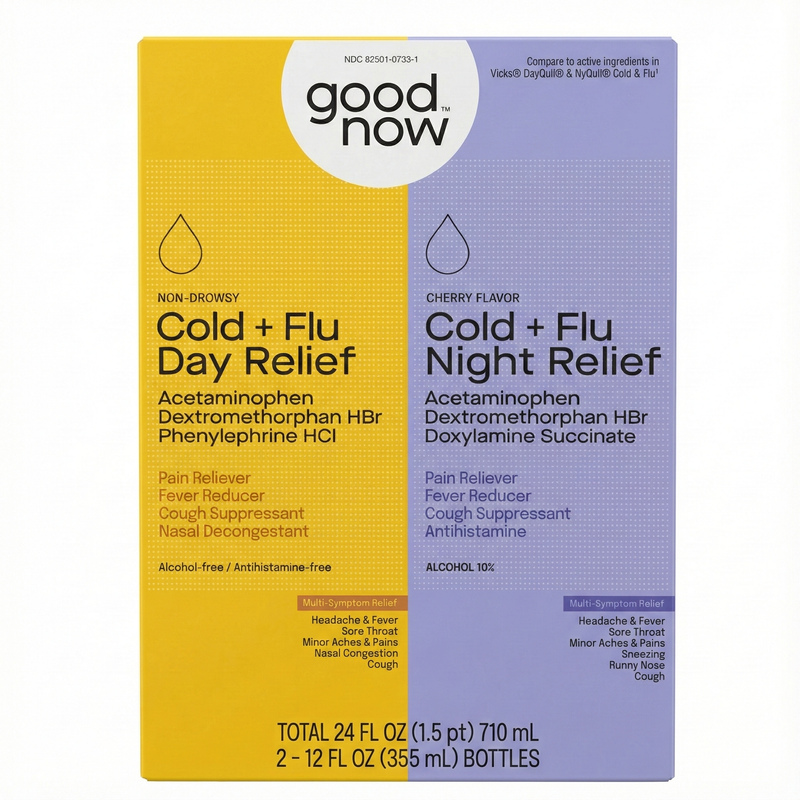 Goodnow Day & Night Cold + Flu Relief Liquid 2pk Cherry Flavor -12 fl oz