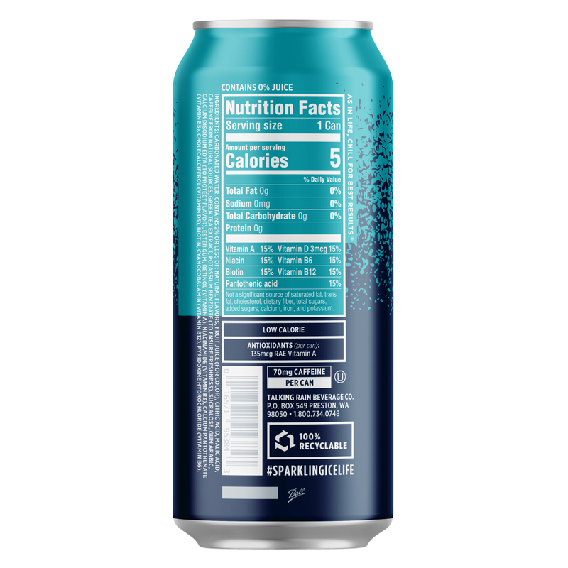 Sparkling Ice Blue Raspberry + Caffeine 16oz Can