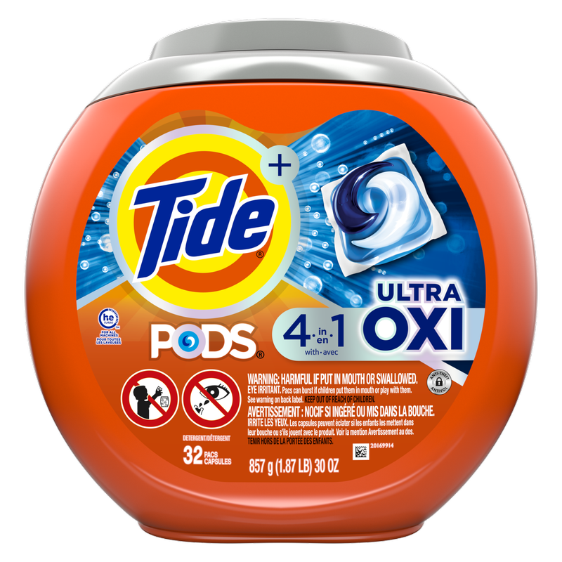 Tide PODS Liquid Laundry Detergent Pacs with Ultra Oxi 32ct