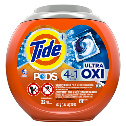 Tide PODS Liquid Laundry Detergent Pacs with Ultra Oxi 32ct