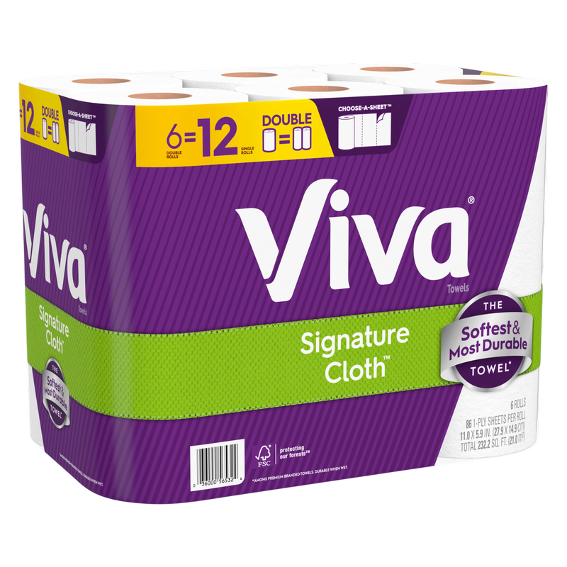 Viva Signature Cloth Paper Towels, 6 Double Rolls, 86 Sheets per Roll