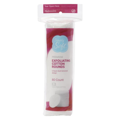 Simply Soft Exfoliating Cotton Rounds, 80ct