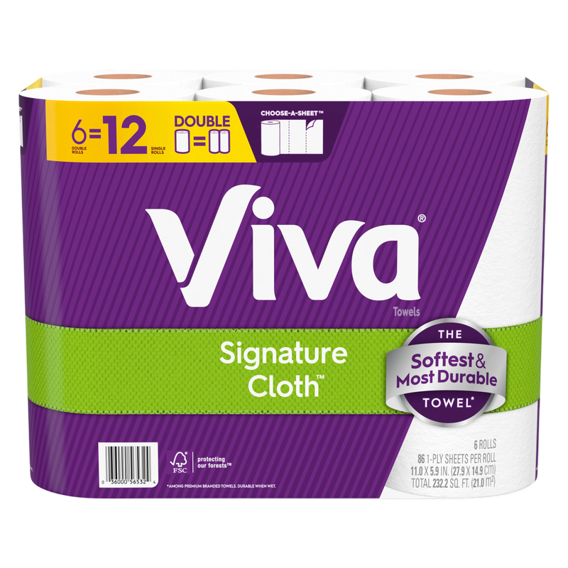 Viva Signature Cloth Paper Towels, 6 Double Rolls, 86 Sheets per Roll