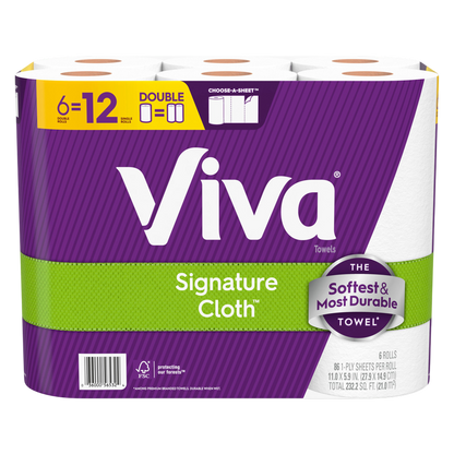 Viva Signature Cloth Paper Towels, 6 Double Rolls, 86 Sheets per Roll