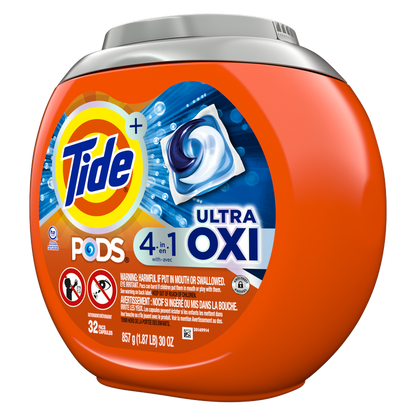 Tide PODS Liquid Laundry Detergent Pacs with Ultra Oxi 32ct