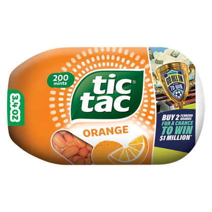 Tic Tac Orange Flavored Mints, On-The-Go Refreshment, 3.4 oz Bottle Pack