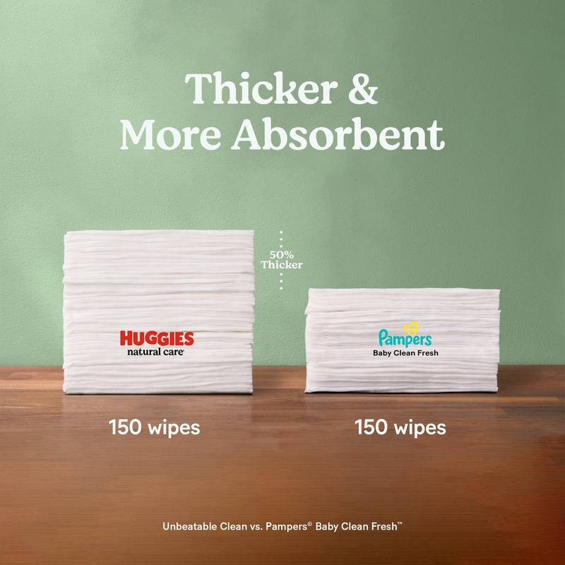 Huggies Natural Care Sensitive Baby Wipes, Unscented, 3 Flip-Top Packs (168 Wipes Total)