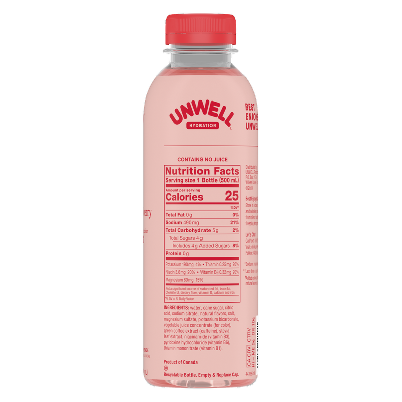 Unwell Strawberry Hydration Drink 16.9oz Btl