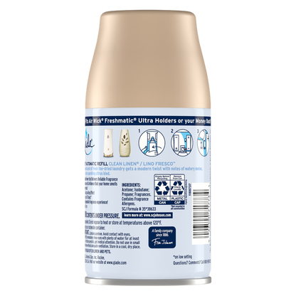 Glade Automatic Spray Refill, Air Freshener Infused with Essential Oils, Clean Linen, 6.2 oz, 1 Count