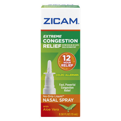 Zicam Extreme Congestion Relief No-Drip Nasal Spray with Soothing Aloe Vera, 0.5oz