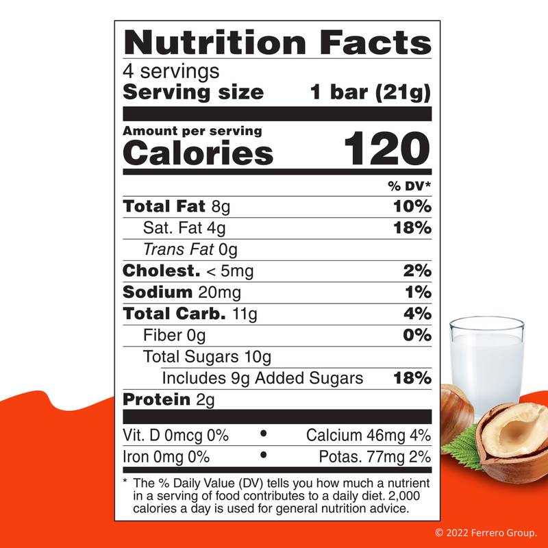 Kinder Bueno Milk Chocolate and Hazelnut Cream, 4 Chocolate Bars, 0.75 oz Each