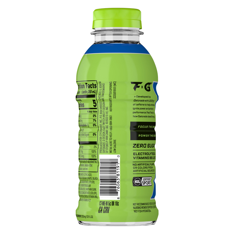 Fast Twitch Zero Sugar Energy Drink Cool Blue 12oz Btl