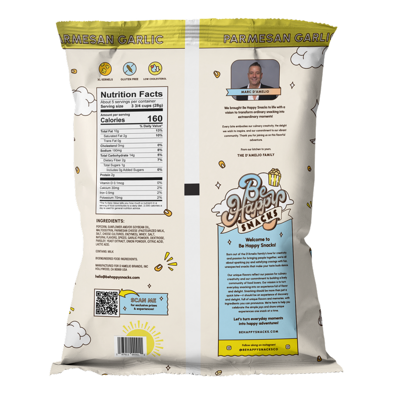 Be Happy Popcorn Parmesan Garlic 5oz