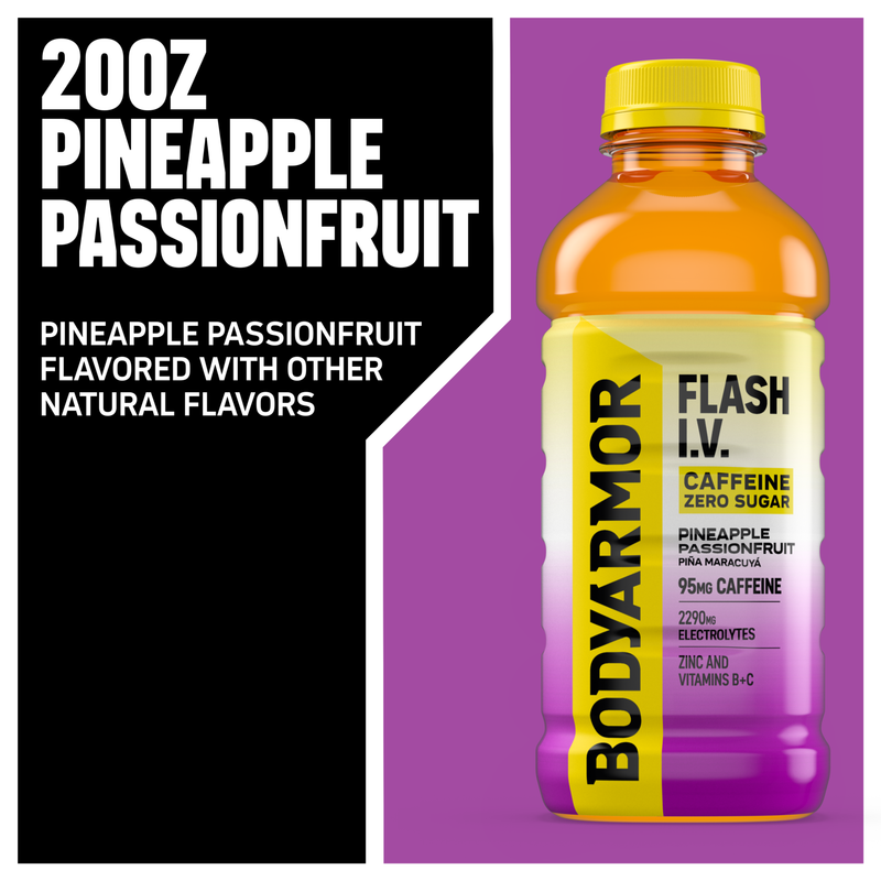 BODYARMOR FLASH I.V. Caffeine + Hydration Pineapple Passionfruit 20oz Btl