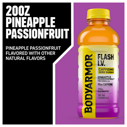 BODYARMOR FLASH I.V. Caffeine + Hydration Pineapple Passionfruit 20oz Btl