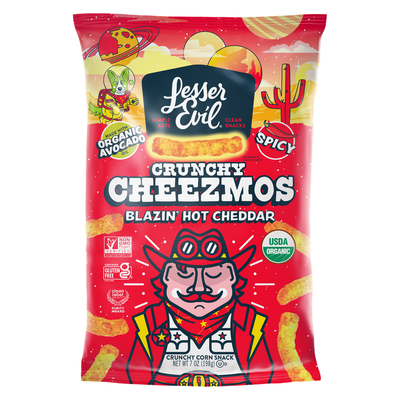 LesserEvil Crunch Cheezmos Blazin' Hot, 7oz