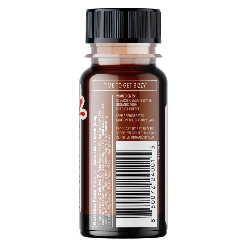 Bizzy Organic Double Espresso Shot Medium Roast 2oz Btl