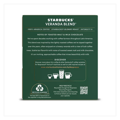 Nespresso Starbucks Vertuo Veranda Blend 8ct 7.77oz Capsules
