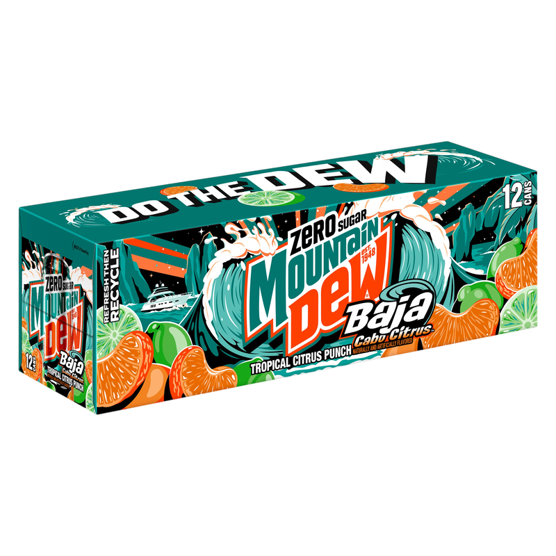 Mountain Dew Zero Sugar Baja Cabo Citrus Tropical Citrus Punch 12pk 12oz Can