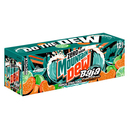 Mountain Dew Zero Sugar Baja Cabo Citrus Tropical Citrus Punch 12pk 12oz Can