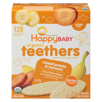 Happy Baby Organic Sweet Potato & Bananas Gentle Teethers 12ct