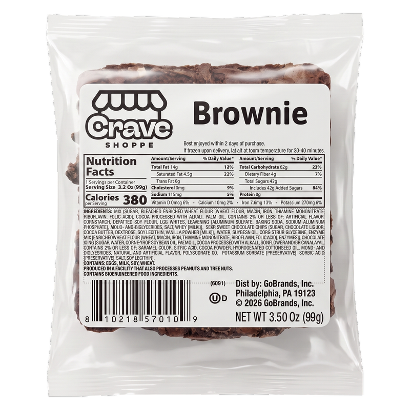 Crave Shoppe Big Chocolate Brownie - 3.5 oz