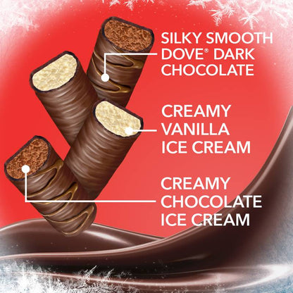 DOVE Ice Cream Vanilla & Chocolate Mini Dark Chocolate Individually Wrapped Ice Cream Bars Assortment, 10ct