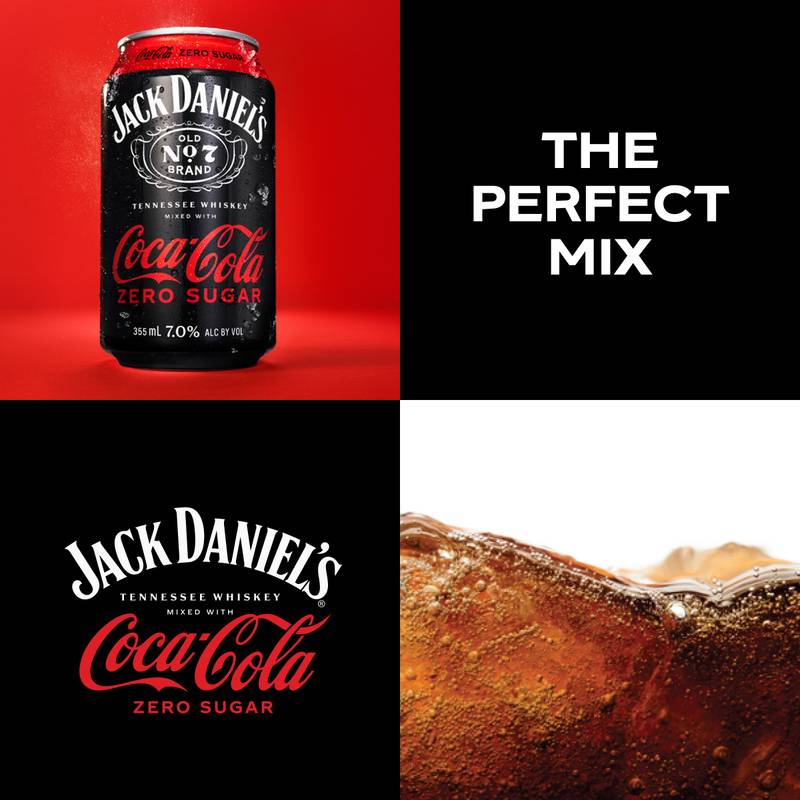 Jack Daniel's & Coca-Cola Zero 4pk 355ml Can 5% ABV - Jack