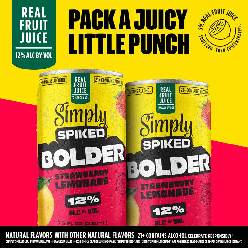 Simply Spiked Bolder Strawberry Lemonade 12pk 7.5oz Cans