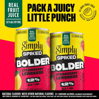 Simply Spiked Bolder Strawberry Lemonade 12pk 7.5oz Cans