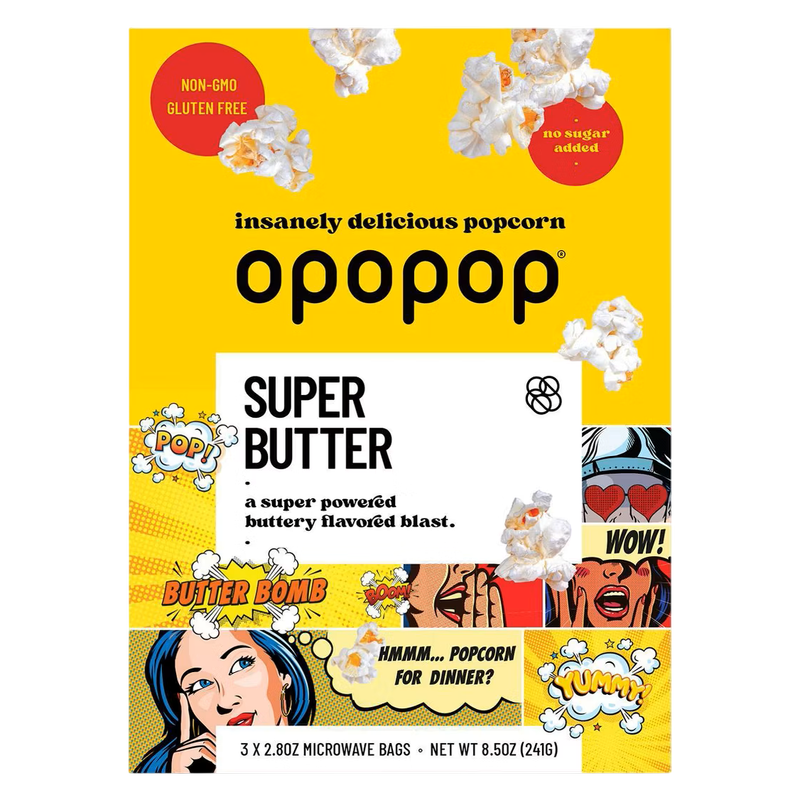 Opopop Microwave Popcorn Super Butter, 8.5oz