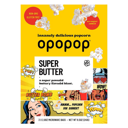 Opopop Microwave Popcorn Super Butter, 8.5oz