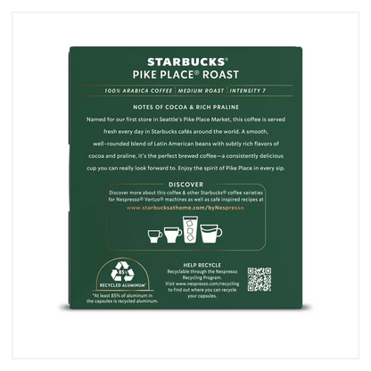 Nespresso Starbucks Vertuo Pike Place Roast 8ct  7.77oz Capsules