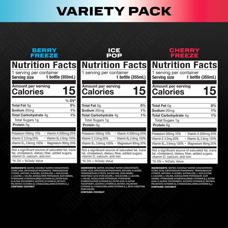 Prime Hydration Variety Pack 15pk 12oz Btl