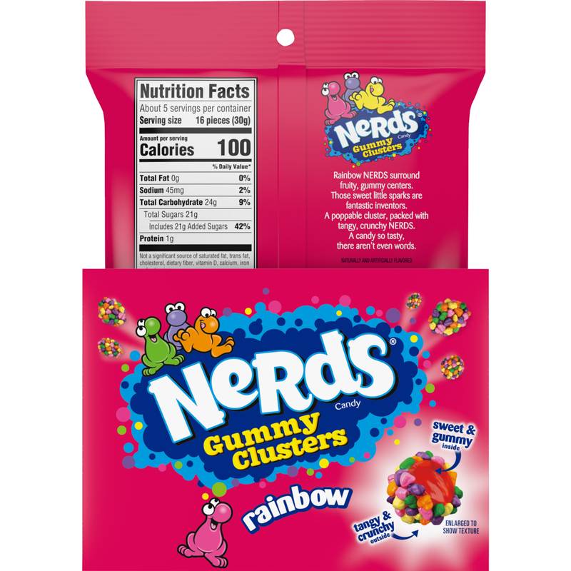 NERDS Gummy Clusters, Candy, Rainbow, Crunchy and Gummy, 5 oz
